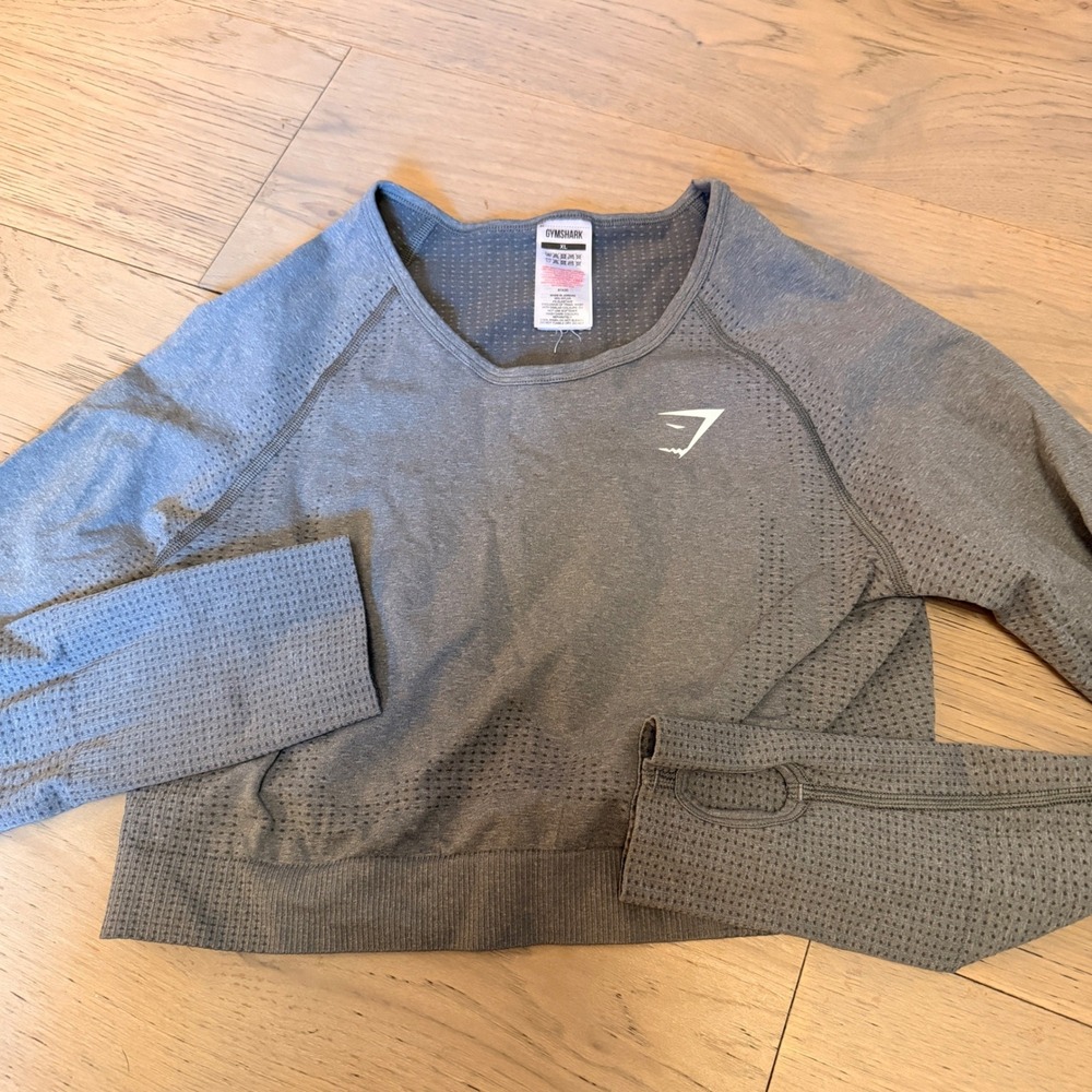 Gymshark Vital Seamless 2.0 Long Sleeve Crop Top Grey Marl XL B1A3D